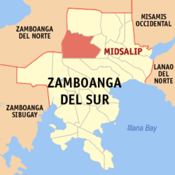 Map of Zamboanga del Sur with Midsalip highlighted