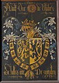 Armes d'Adolphe de Gueldre, peintes par Pierre Coustains au XVe siècle : le lambel touche encore les bords de l'écu mais les pendants sont désormais trapézoïdaux.