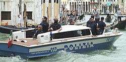 Anti terrorism Police boat in Venice
