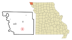 費爾法克斯在艾奇遜縣及密蘇里州的位置（以紅色標示）