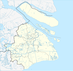 Mapa konturowa Szanghaju, w centrum znajduje się punkt z opisem „Dahuasan Lu大华三路站Dahuasan Road”