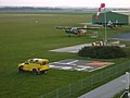 View from control tower towards fuel station and windsock