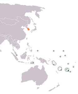 Map indicating locations of Fiji and South Korea