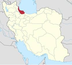 Location of Gilan province in Iran