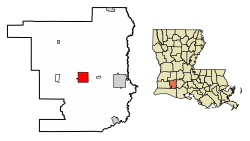 Location of Welsh in Jefferson Davis Parish, Louisiana.