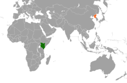 Map indicating locations of Kenya and North Korea
