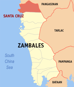 Map of Zambales with Santa Cruz highlighted
