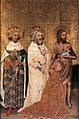 Linke Seite: Richard II. im Kreis von drei Heiligen