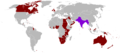 Image 22The British Empire is red on the map, at its territorial zenith in the late 1910s and early 1920s. (India highlighted in purple.) South Africa, bottom centre, lies between both halves of the Empire. (from History of South Africa)