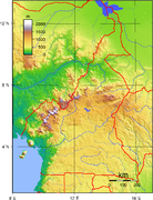 Гіпсометрична карта Камеруну