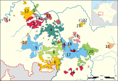 Karta över Kurpfalz administrativa indelning år 1789.