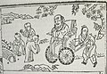 Raffigurazione del filosofo cinese Confucio su una sedia a rotelle, risalente al 1680 circa.