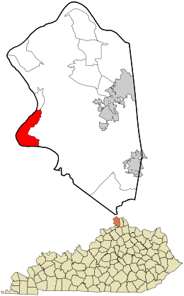 Location within Boone County and the state of Kentucky