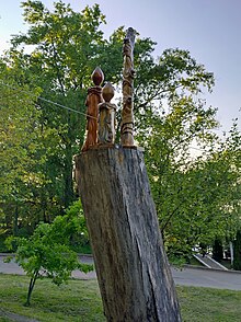 Candles wood sculpture, in the Municipal Park