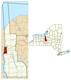 Location within Cayuga County and New York