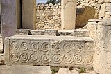 Spiralen op een steen bij de megalithische tempels van Tarxien, Malta