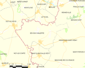 Mapa obce Sévigny-Waleppe