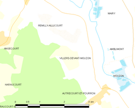 Mapa obce Villers-devant-Mouzon