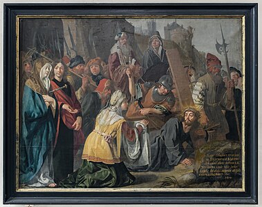 Maria ontmoet Jezus op de kruisweg Christus valt onder het kruis (1658)