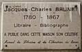 Plaque commemorating Jacques-Charles Brunet at No.4