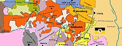 Territory of the Duchy of Saxony-Weissenfels 1657 (red)