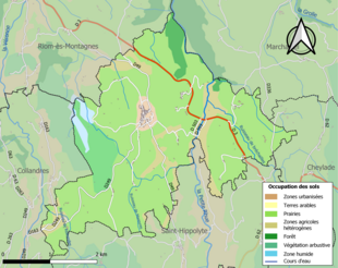 Carte en couleurs présentant l'occupation des sols.