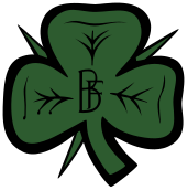 Schéma d'un trèfle vert foncé avec les initiales B et F visibles.