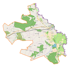 Mapa konturowa gminy Dorohusk, na dole znajduje się punkt z opisem „Skordiów”