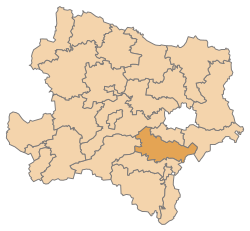 Poloha okresu Baden v spolkovej krajine Dolné Rakúsko (klikacia mapa)