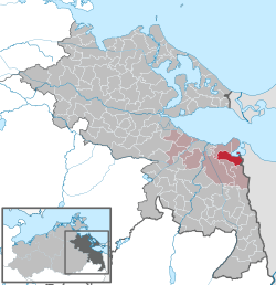 Elhelyezkedése Mecklenburg-Elő-Pomeránia térképén