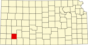 Map of Kansas highlighting Haskell County