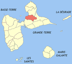 Location of the commune (in red) within Guadeloupe