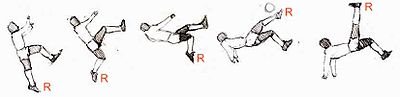 Diagram tahapan yang berbeda dalam tendangan salto