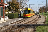 Ein Be 4/8 mit Be 4/6 als motorisierter Anhänger in Leymen, 2009