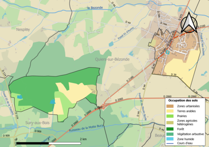 Carte des infrastructures et de l'occupation des sols en 2018 (CLC) de la commune en 2018.