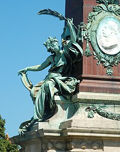 Erkentelijke Stad, 1897, détail van de Obelisk Anspach, Brussel.