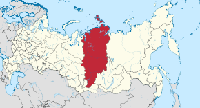 Krasnojarskin aluepiirin sijainti Venäjällä, alla kylän sijainti aluepiirissä