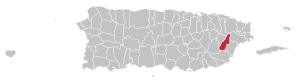 Map of Puerto Rico highlighting Las Piedras Municipality