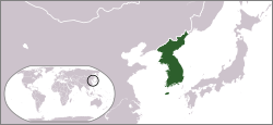 Location of the Korean peninsula