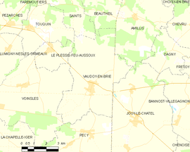 Mapa obce Vaudoy-en-Brie