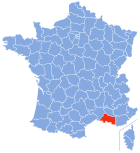 Posizion del dipartiment Bouches-du-Rhône in de la Francia