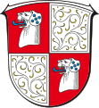 zwei Brackenköpfe im Wappen von Gräfenhausen