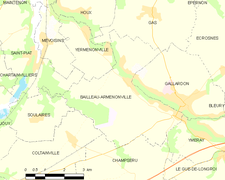 Carte de la commune de Bailleau-Armenonville.