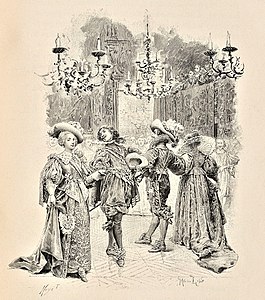 La reine Anne d'Autriche (portant ses ferrets) et le roi Louis XIII dansant le ballet de la Merlaison au Bal des Échevins.