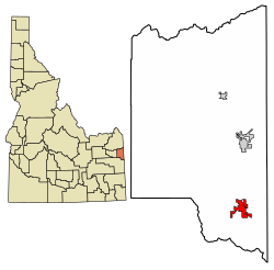 Location of Victor in Teton County, Idaho.