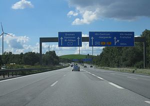 Die A 1 aus Richtung Lübeck vor dem Dreieck