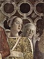 Portrait by Andrea Mantegna presumed to be of Paola Malatesta standing behind Barbara of Brandenburg