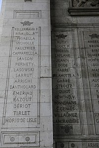 21e colonne de l'arc de triomphe de l’Étoile.