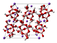 Ball-and-stick model of the unit cell of borax decahydrate