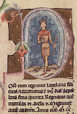 Chronicon Pictum, Hungarian, Hungary, King Ladislaus III, crown, orb, scepter, medieval, chronicle, book, illumination, illustration, history